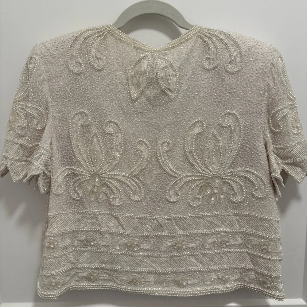 VINTAGE Nipon Boutique Cream Beaded Jacket